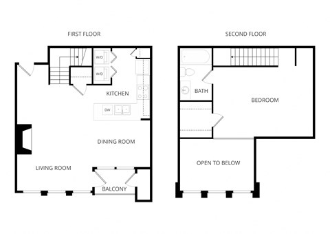 Floor plan for 1 bed, 1 bath, 793 sqft